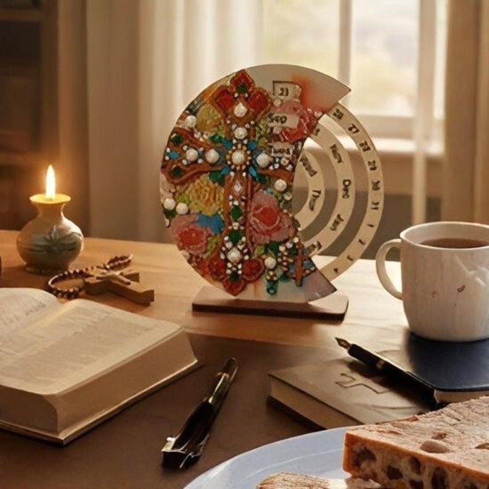 Religious Beaded Cross Perpetual Calendar‎